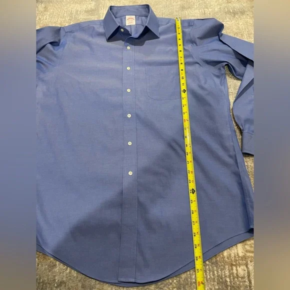 BROOKS BROTHERS Mens 16-34 Dress Shirt Traditional Fit Non Iron Blue Button Down - Picture 7 of 9